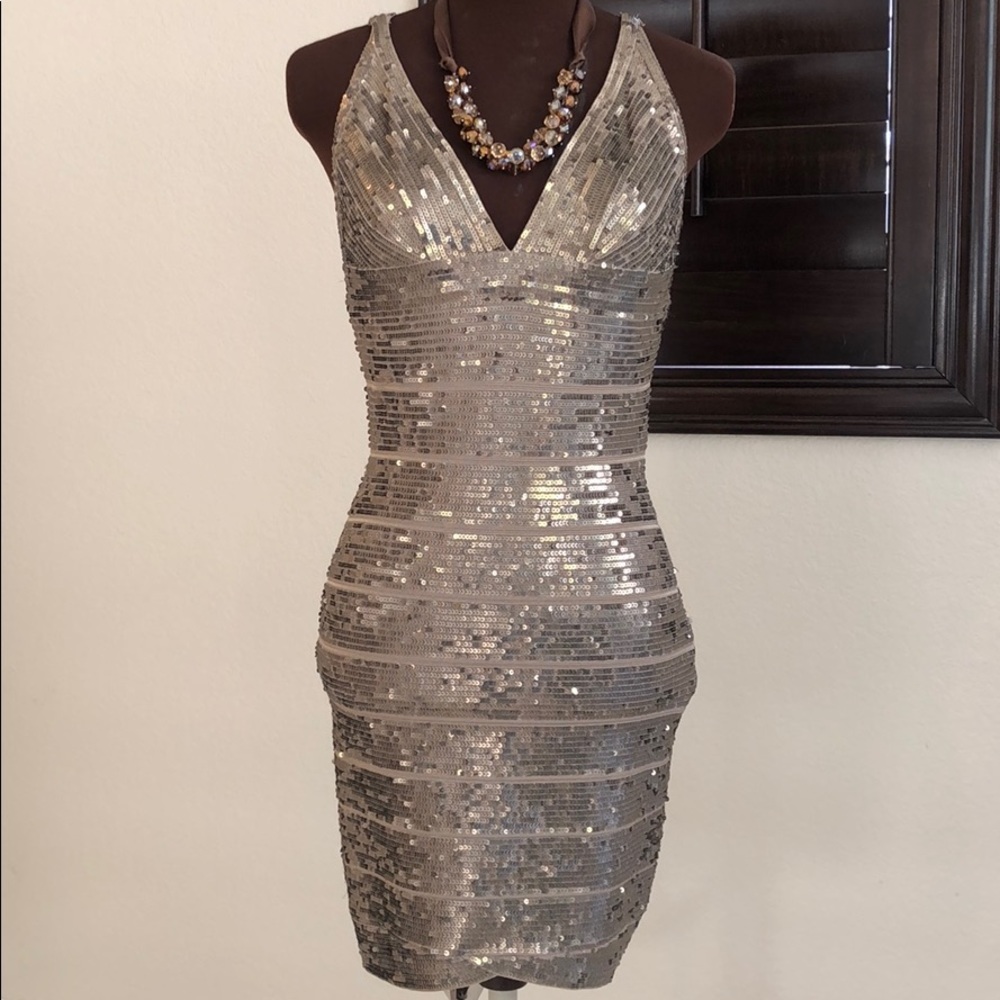 Herve Leger Sequin Glam Dress
